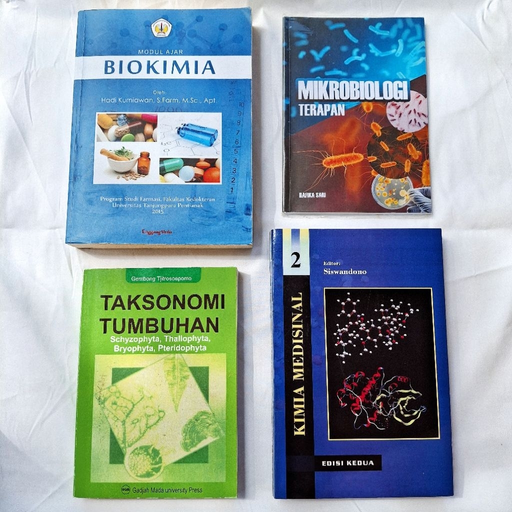 Buku Farmasi Second Original Botani Biokimia Mikrobiologi Kimia Medisinal Preloved / Buku Bekas Farm