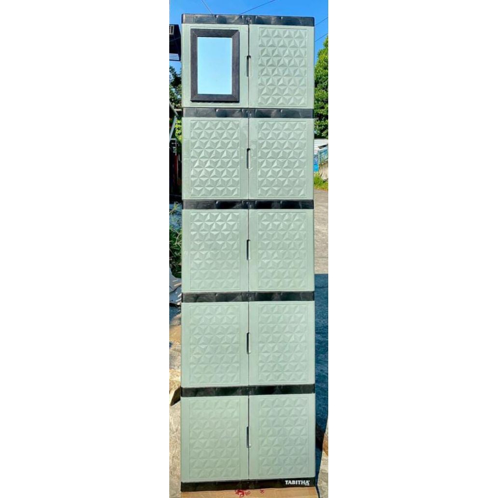 Lemari plastik kaca 5 susun | lemari susun
