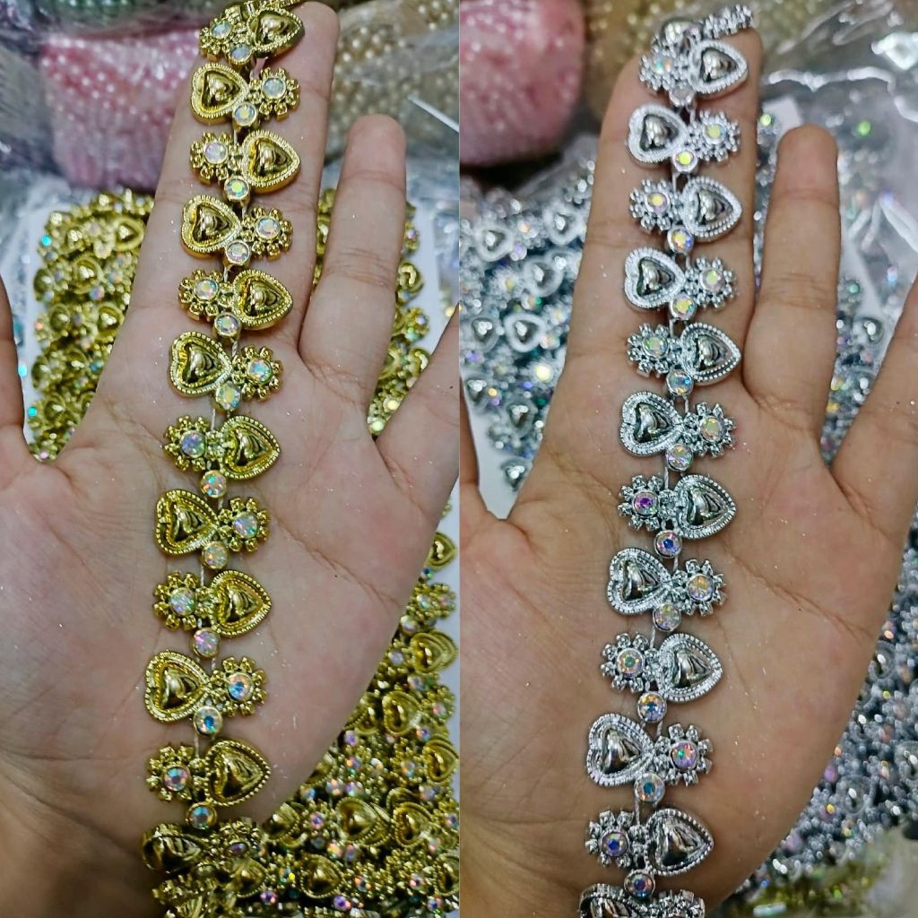 PER ROL Manik BUNGA LOVE Aksesoris Payet Rangkai Meteran