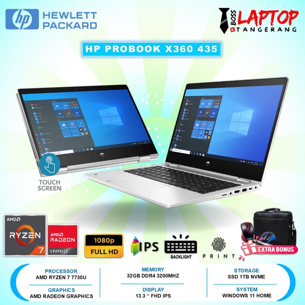 LAPTOP GAMING HP PROBOOK X360 435 G8 AMD RYZEN 7 PRO 5850U 32GB 1TB SSD 13.3 FHD IPS TOUCH WIN11HOME
