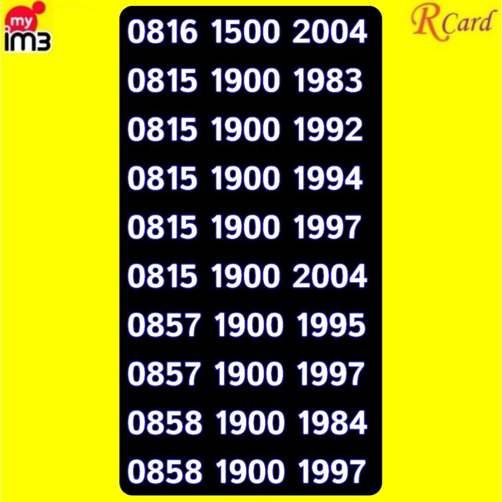 Perdana Nomor Cantik Indosat im3 Angka Ribuan Ratusan Tahun 1500 2004 1900 1983 1984 1987 1988 1992 