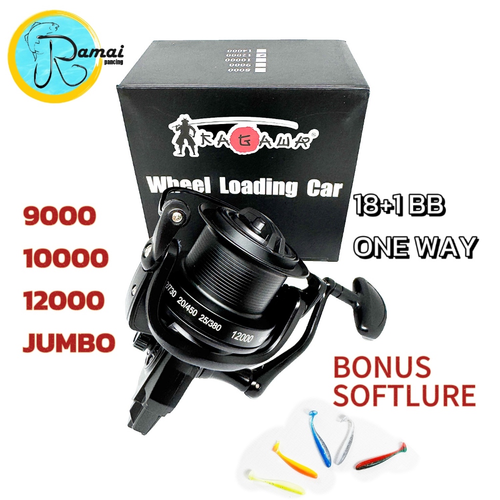 RAMAI PANCING 9000-12000 REEL JUMBO ONE WAY 18+1 BB BONUS SOFTLURE SPOOL METAL