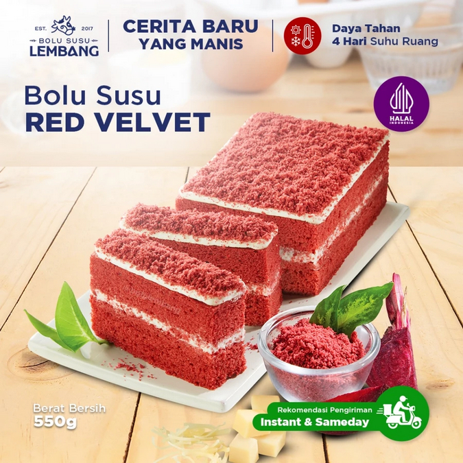 Bolu Susu Lembang Red Velvet 550gr Bandung