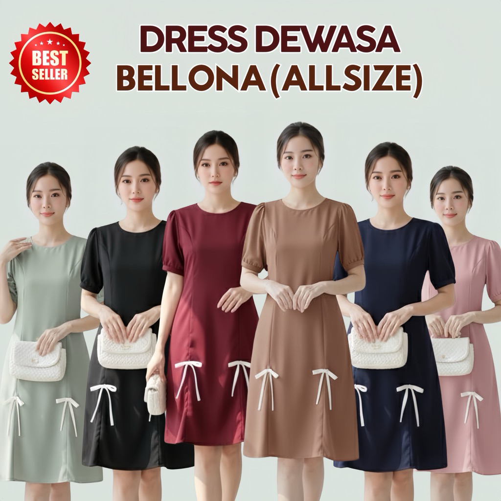 DRESS WANITA BELLONA PITA KOREAN LOOK TOYOBO PREMIUM
