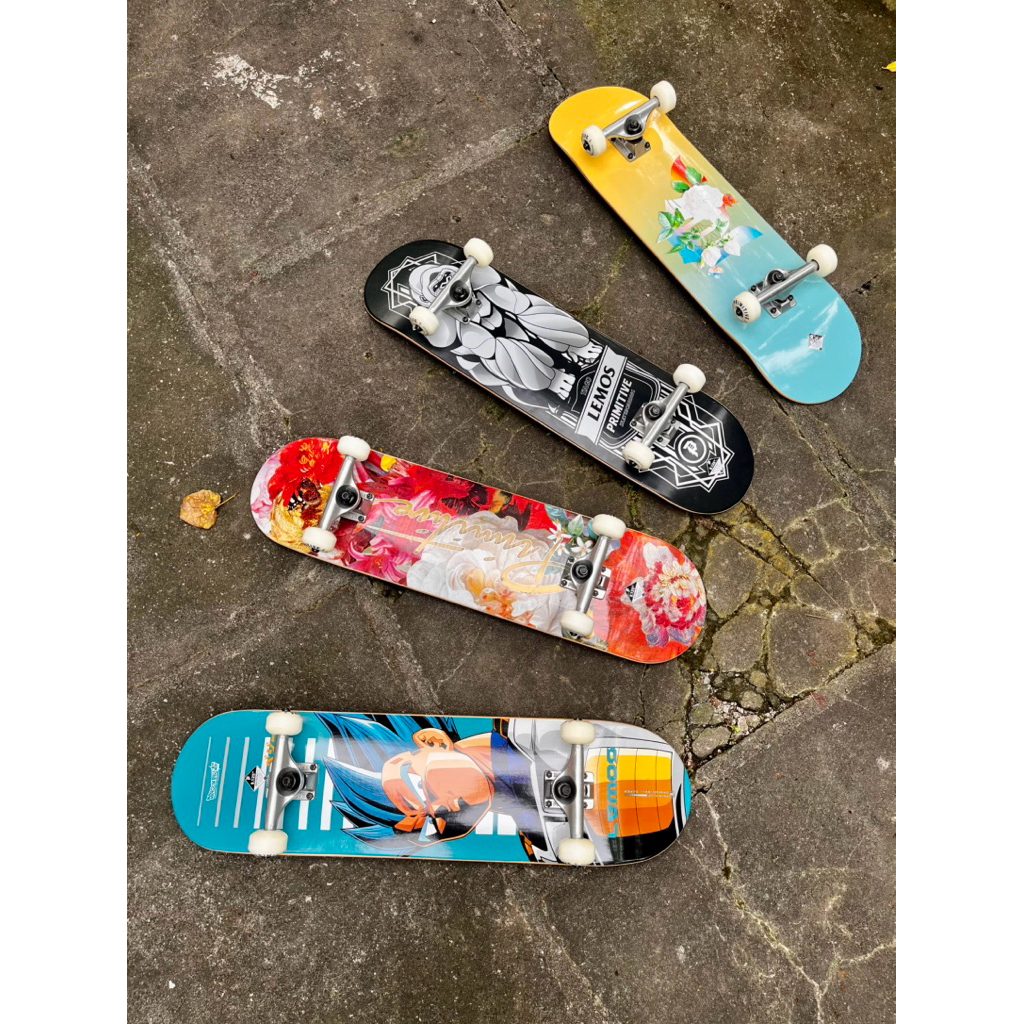Primitive Skateboard Fullset Ukuran 8.125”. Skateboard Complete. Skateboard Pemula.