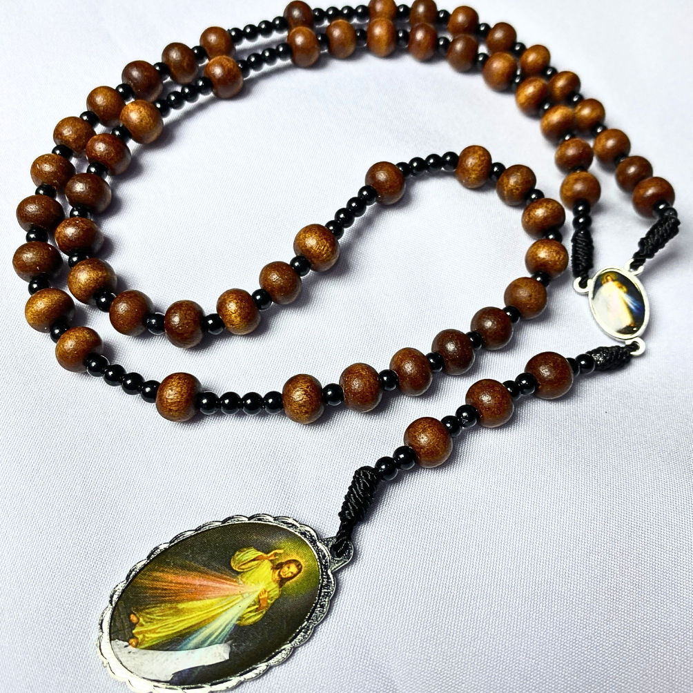 Rosario Kerahimann Ilahi Kayu Stigi - Kalung kayu stigi Koronka - pilihan Panduan doa