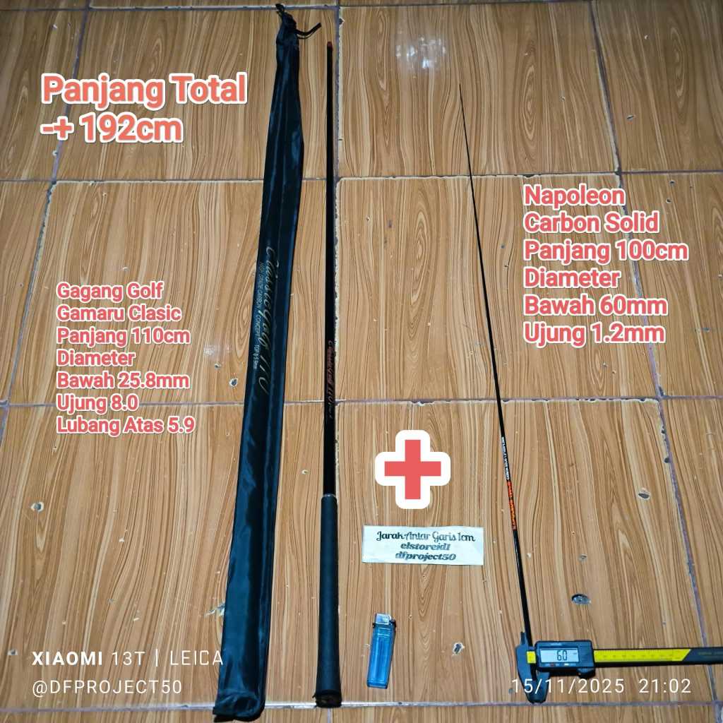 GAGANG GOLF Buat Custom Joran Tegek atau Gagang Joran Tegek Gamaru Glasic panjang 110cm carbon 100cm