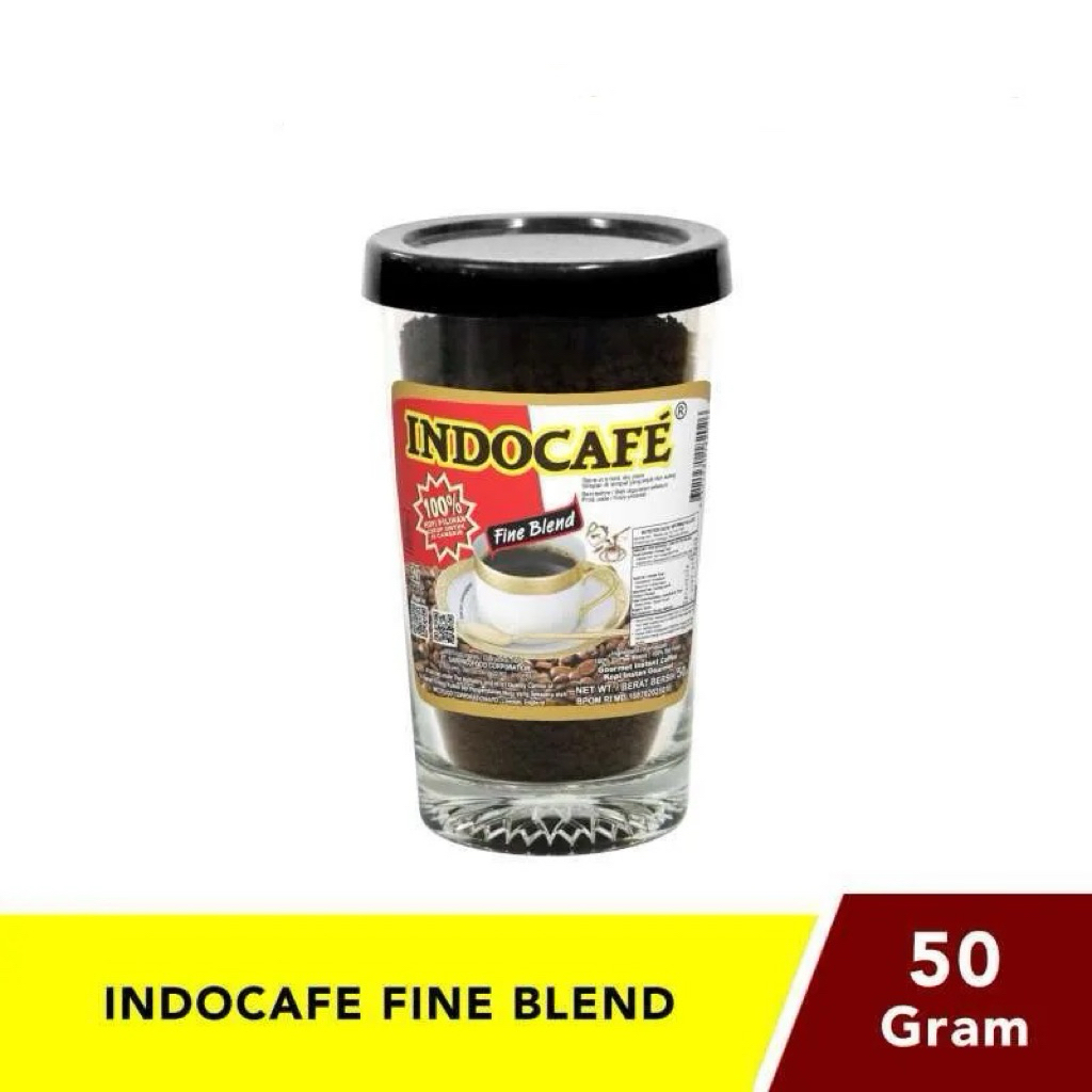 Kopi Indocafe Fine Blend Jar 50 GR Botol Kaca
