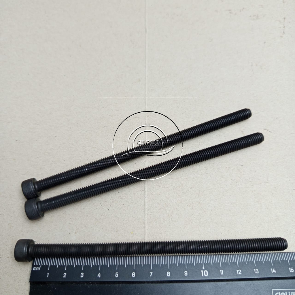 BAUT L BAJA DRAT 12 M8X150 15CM FULL DRAT PANJANG 15 CM M8 X 150 BAUD HITAM KUNCI L 6 L6 DIAMETER DR