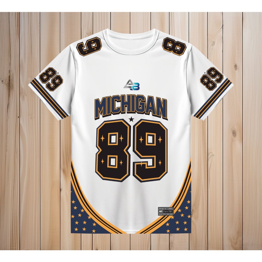 Oblong Jersey Dewasa Michigan 89 Unisex Bahan Dryfit