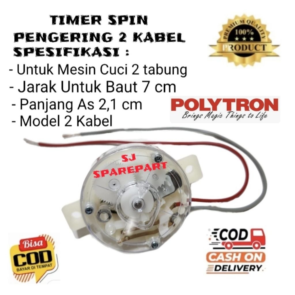 TIMER SPIN PENGERING 2 KABEL MESIN CUCI POLYTRON 2 TABUNG - TIMER PENGERING POLYTRON 2 KABEL