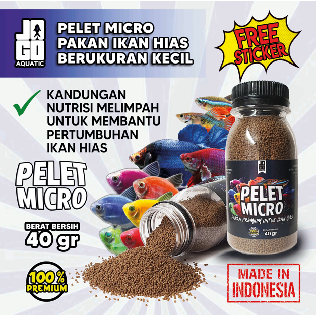 PELET MICRO Pakan Ikan Kecil Betta Cupang Glowfish Guppy Tetra  Full Protein 40 gram