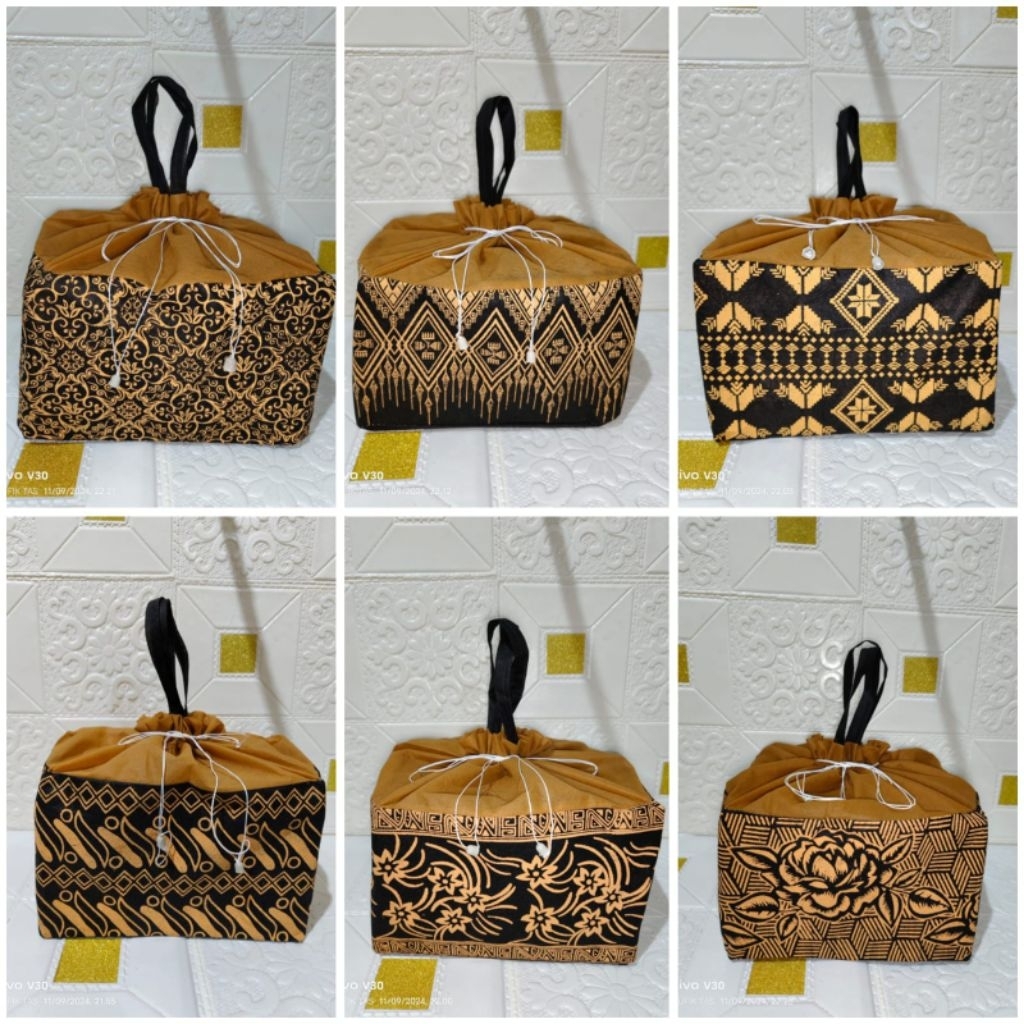 TAS HAJATAN SPUNBOND SERUT MOTIF BATIK UKURAN 22 HARGA PAKET PER_LUSIN#tas kotak nasi#tas berkat#tas