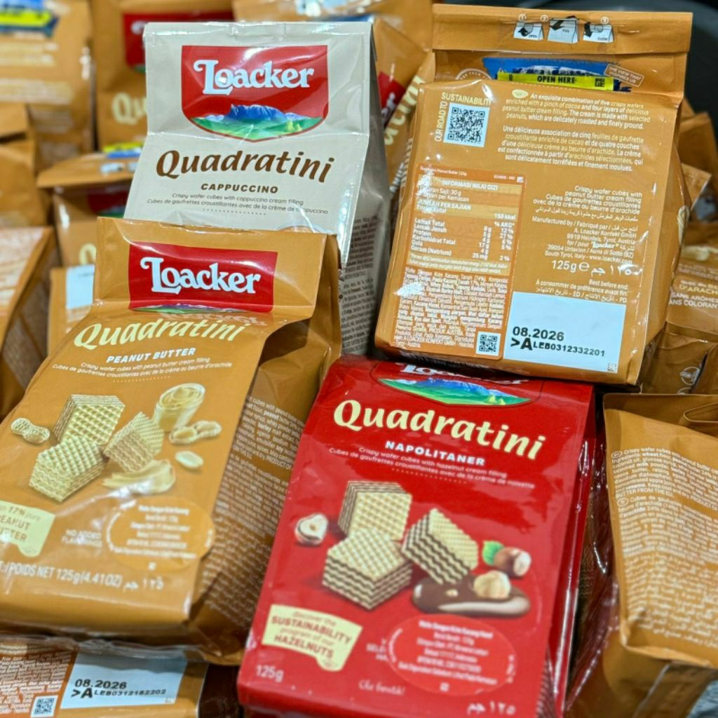 Loacker Quadratini Coklat wafer premium import exp. 2026