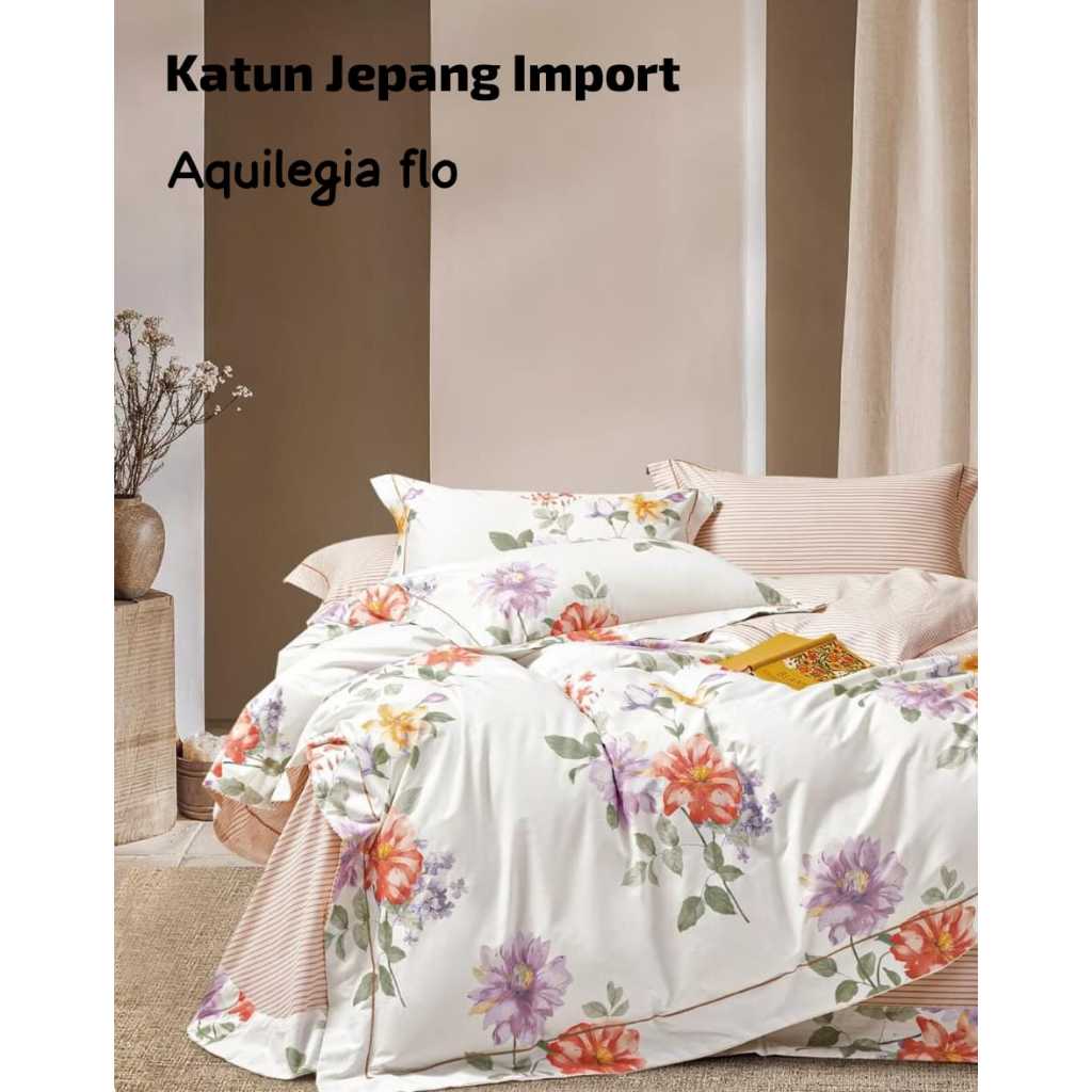 Sprei Set Katun Jepang Original Motif Aesthetic King Size Double Single Bed - Sprei Kasur Aesthetic 
