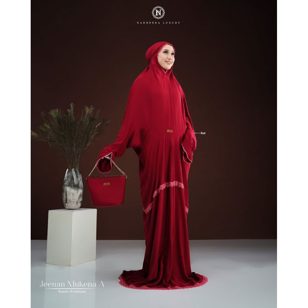 JEENAN MUKENA A BY NADHEERA LUXURY, MUKENA TERUSAN NADHEERA, MUKENA NADHEERA PROMO