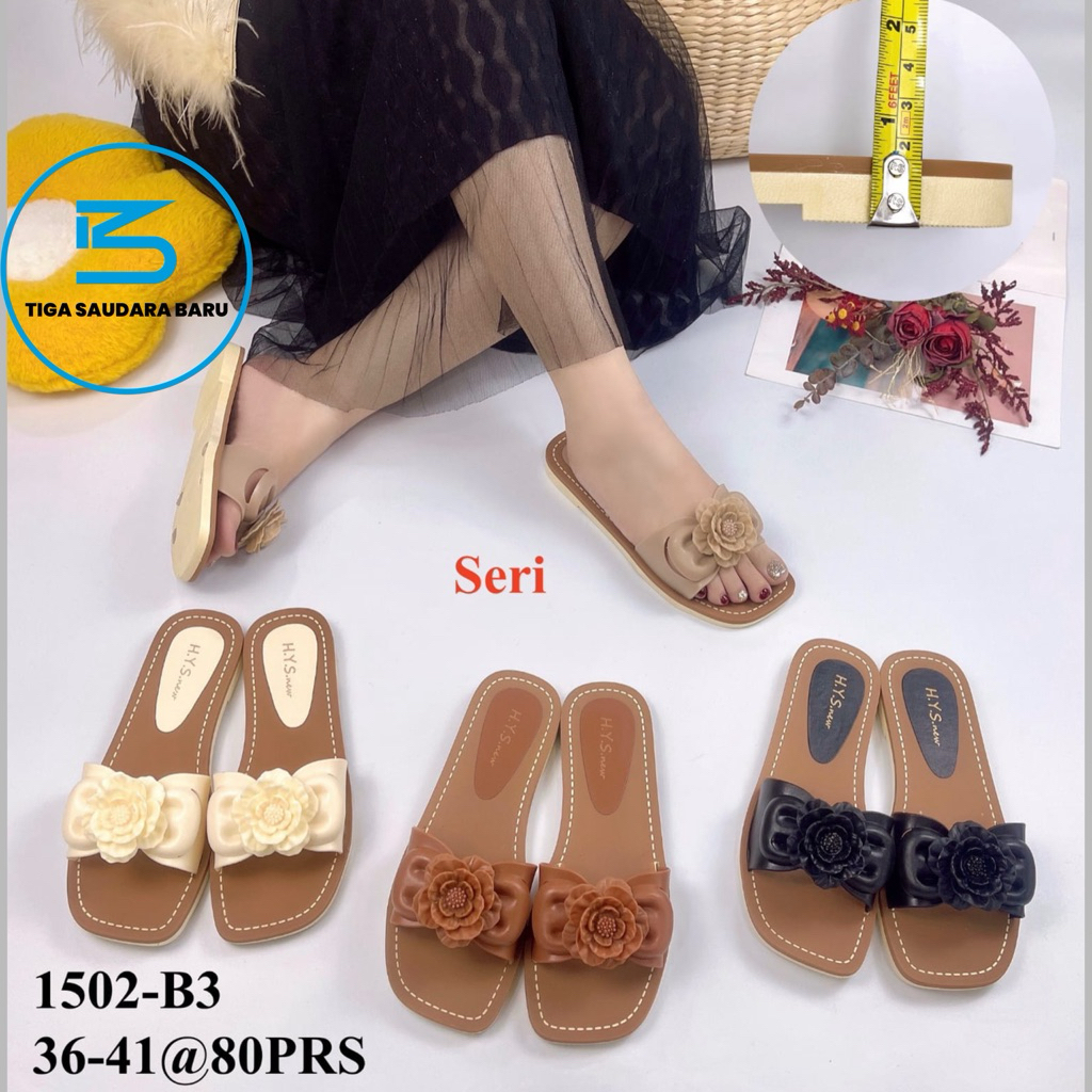 sandal h.y.s new 1502 BUNGA sandal karet selop wanita motif bunga sandal jelly wanita