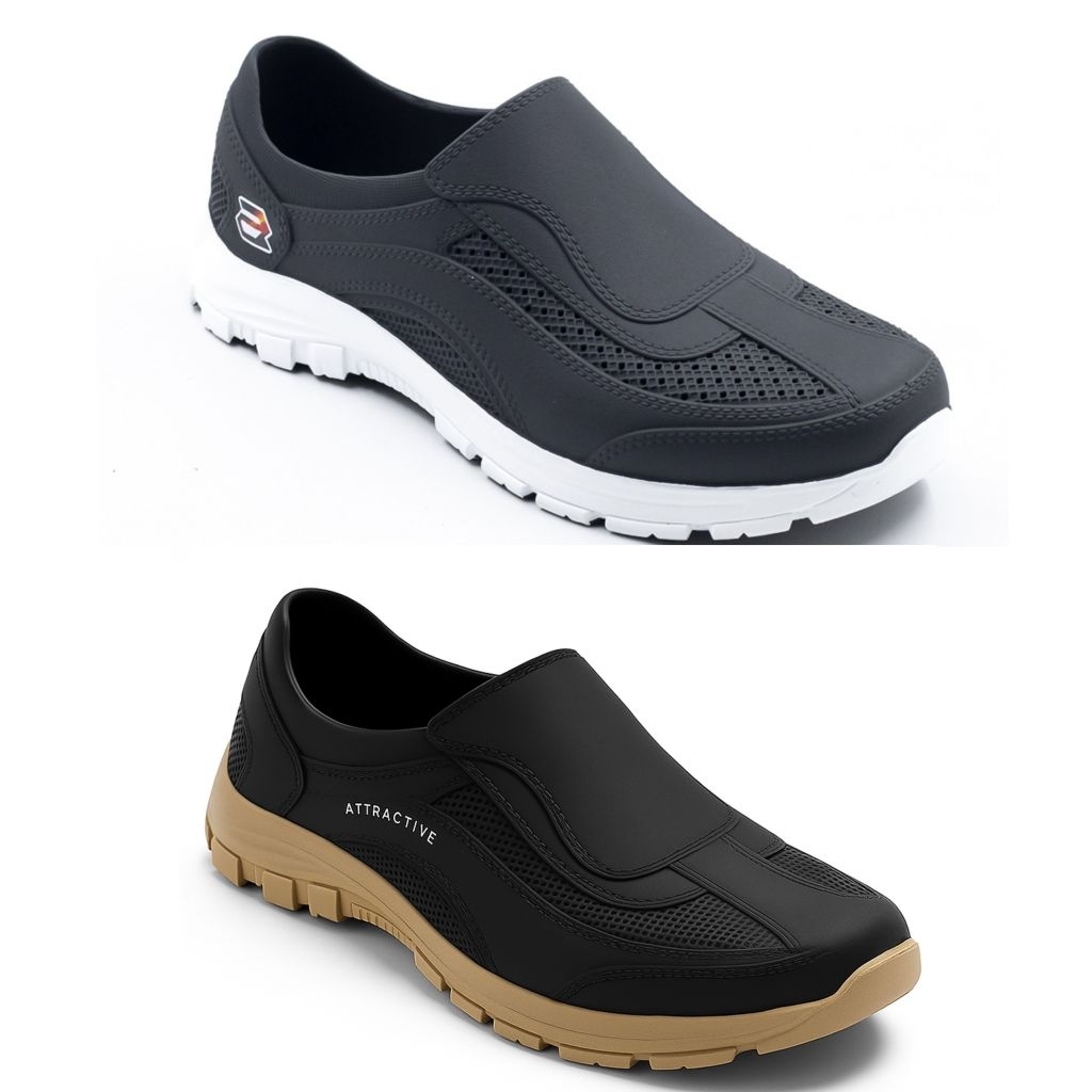 Sepatu slip on pria Att original, sepatu karet pria anti air anti slip sepatu kerja outdoor.