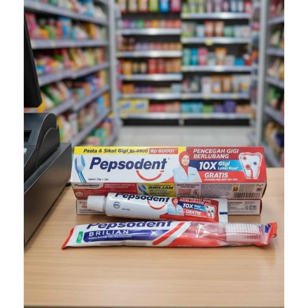 Pepsodent //pasta+sikat gigi // pepsodent free sikat gigi brilian