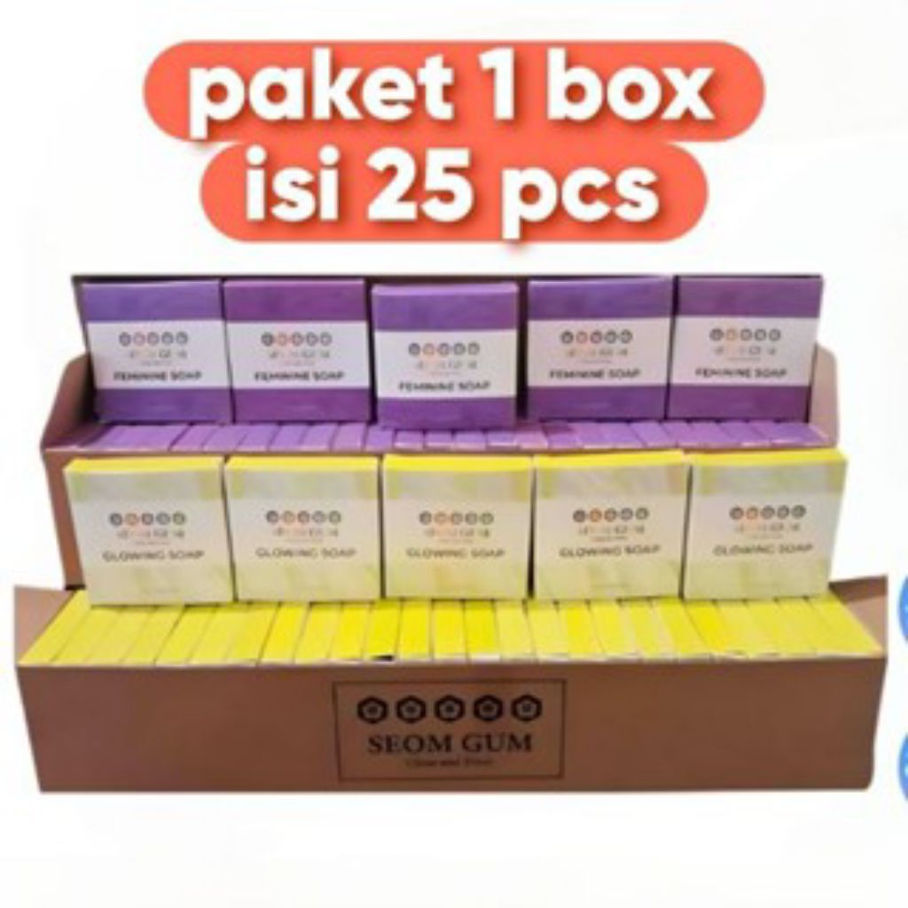 Sabun SEOM GUM 1 Box Isi 25 Pcs- Glowing Soap & Feminine Soap | Sabun Herbal Pemutih Badan Wajah | G