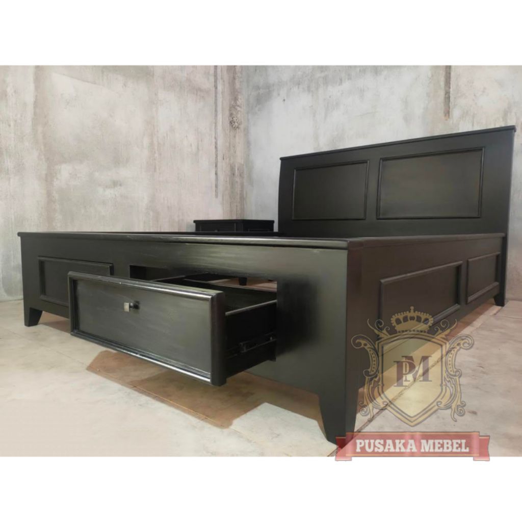 dipan tempat tidur laci kayu jati model minimalis, divan ranka ranjang tempat tidur kayu jati laci d