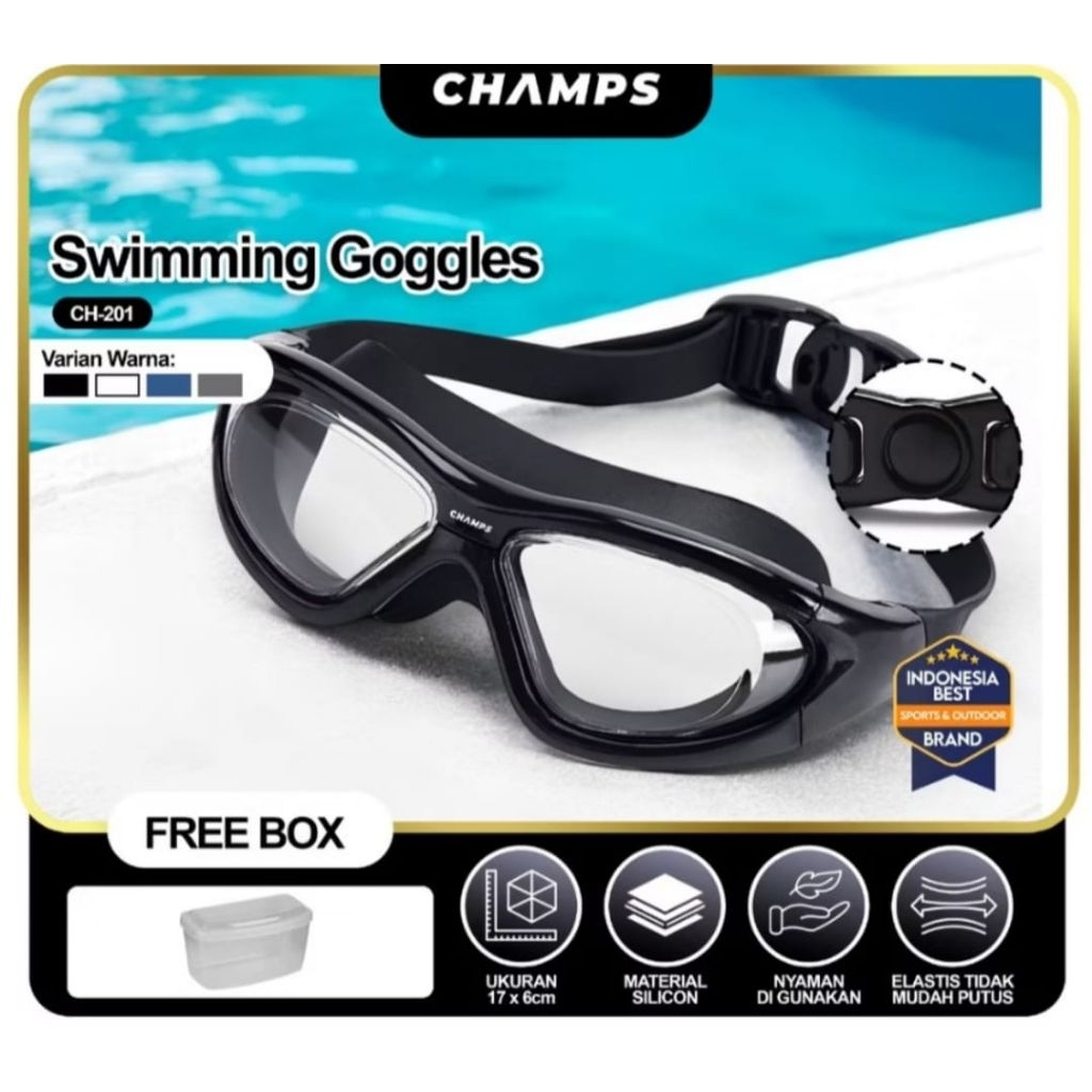 Champs Kacamata Renang Sport Dewasa Anti UV Anti Fog CH-301
