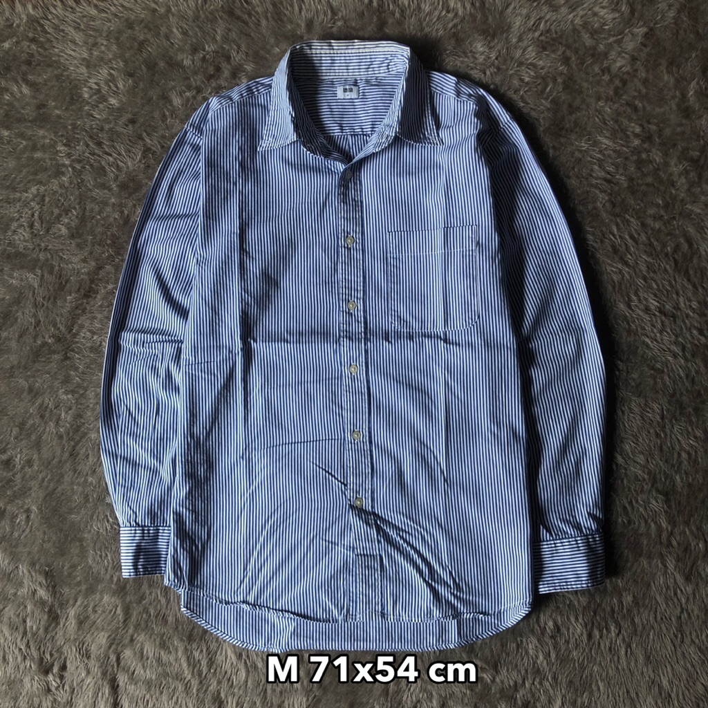 Uniqlo blue stripe kemeja pria M