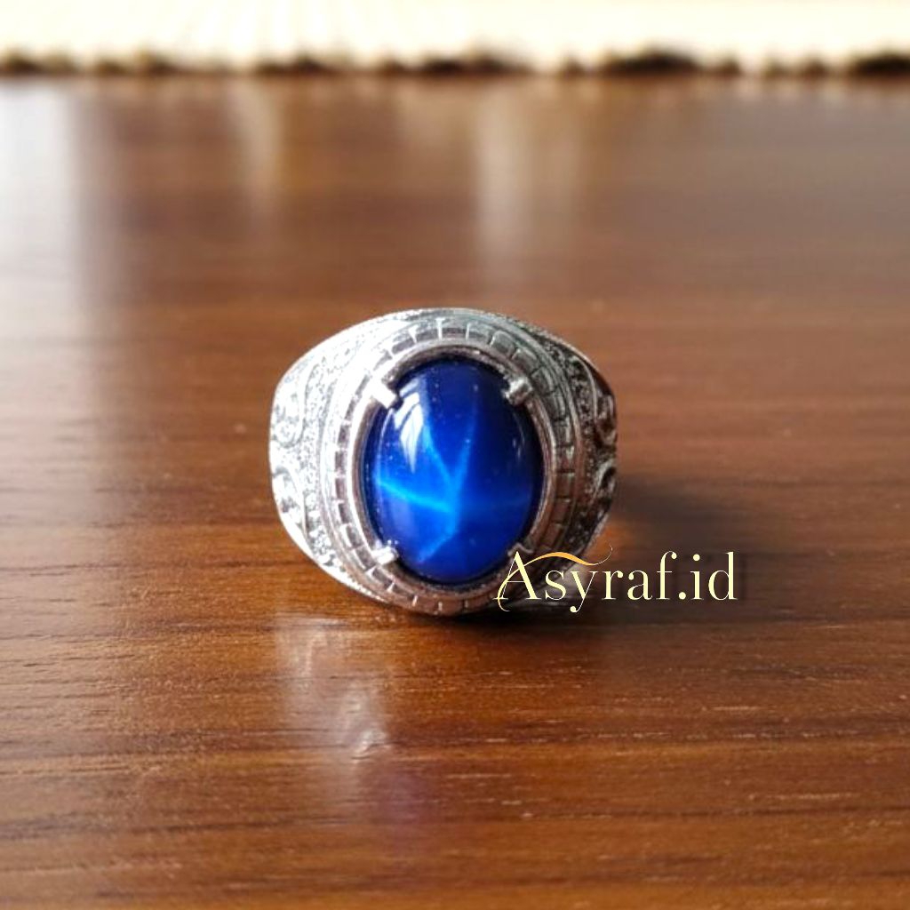 Cincin batu Blue Star Safir Top Quality Natural