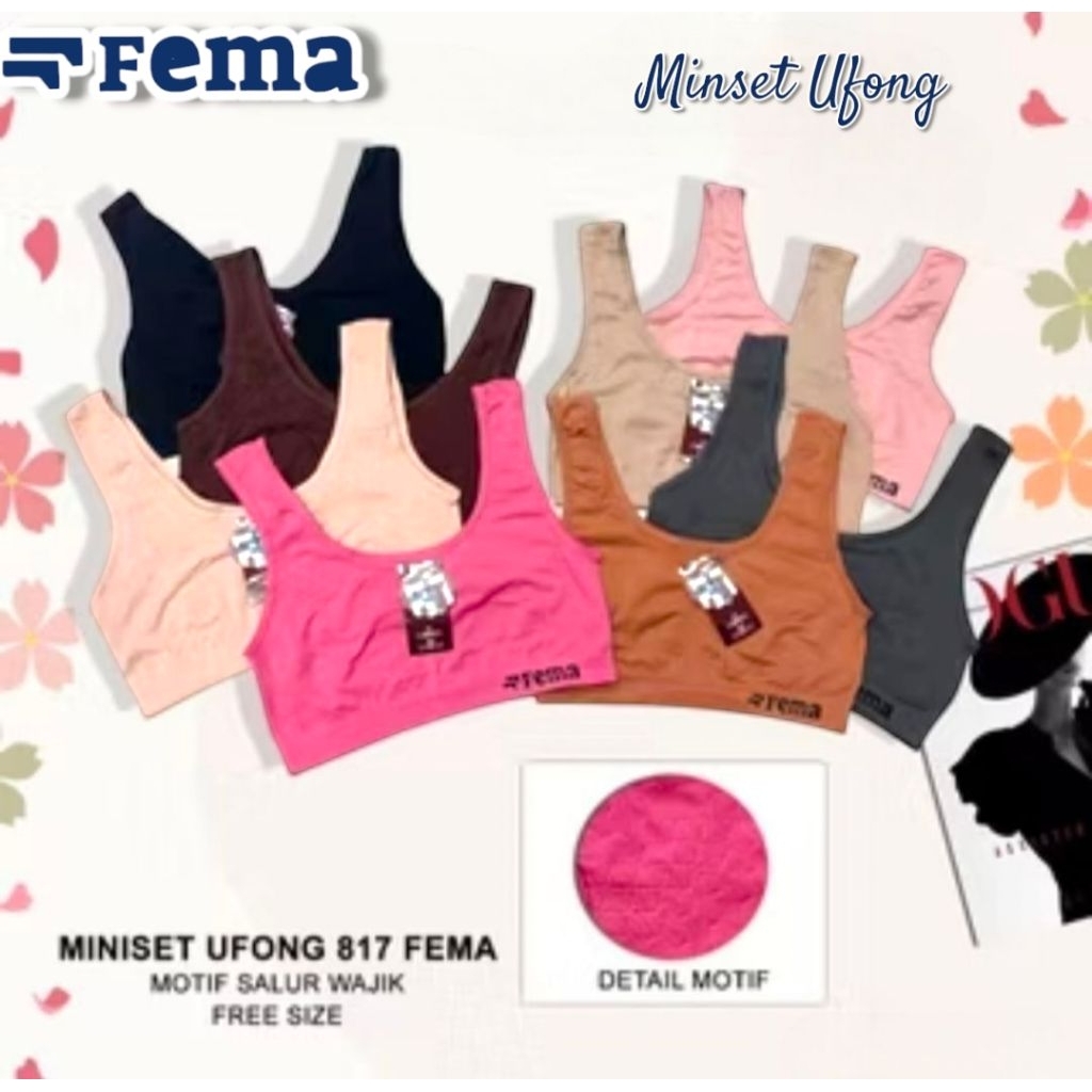3PCS Miniset 817 FEMA BRA Sport Wanita All size FEMA
