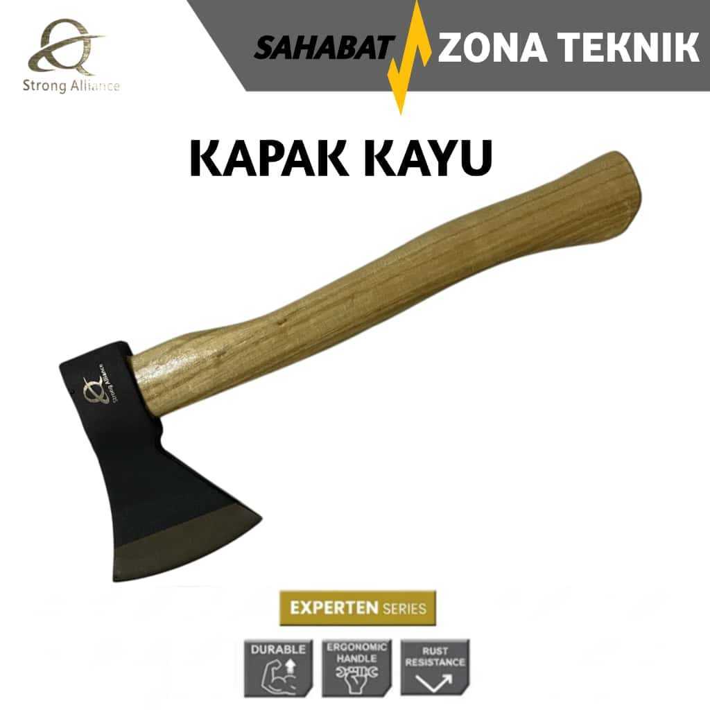 Kapak Pemotong Kayu Kuat Dan Tajam / Kapak Kayu Baja Gagang Fiber 600 Gram Merk Strong Aliance