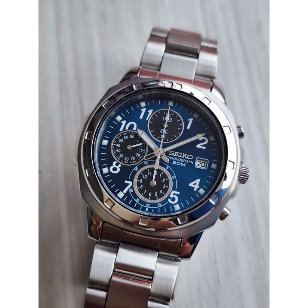 Seiko SND193P Blue Sunburst  7T92-0CA0 Quartz Chronograph