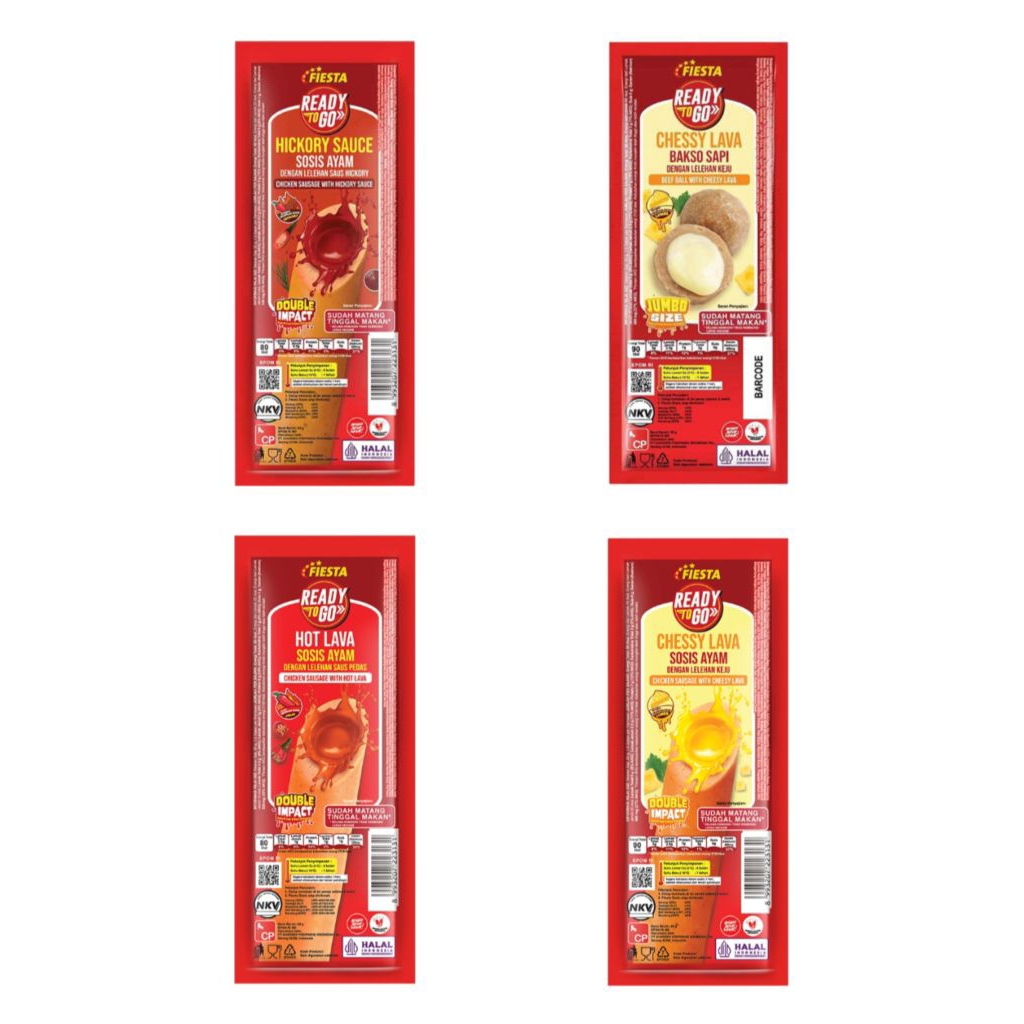 [Harga Satuan] [Exp Apr 26] Fiesta Ready To Go Sosis Ayam Box isi 12 pcs Rasa Cheesy Lava 60g, Hot L