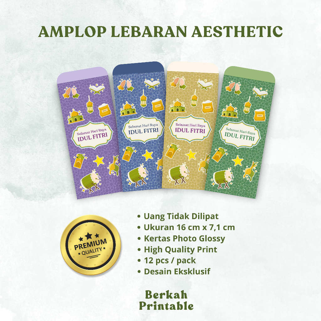 Amplop lebaran amplop uang THR desain terbaru 2026 Ukuran besar || Berkah Printable
