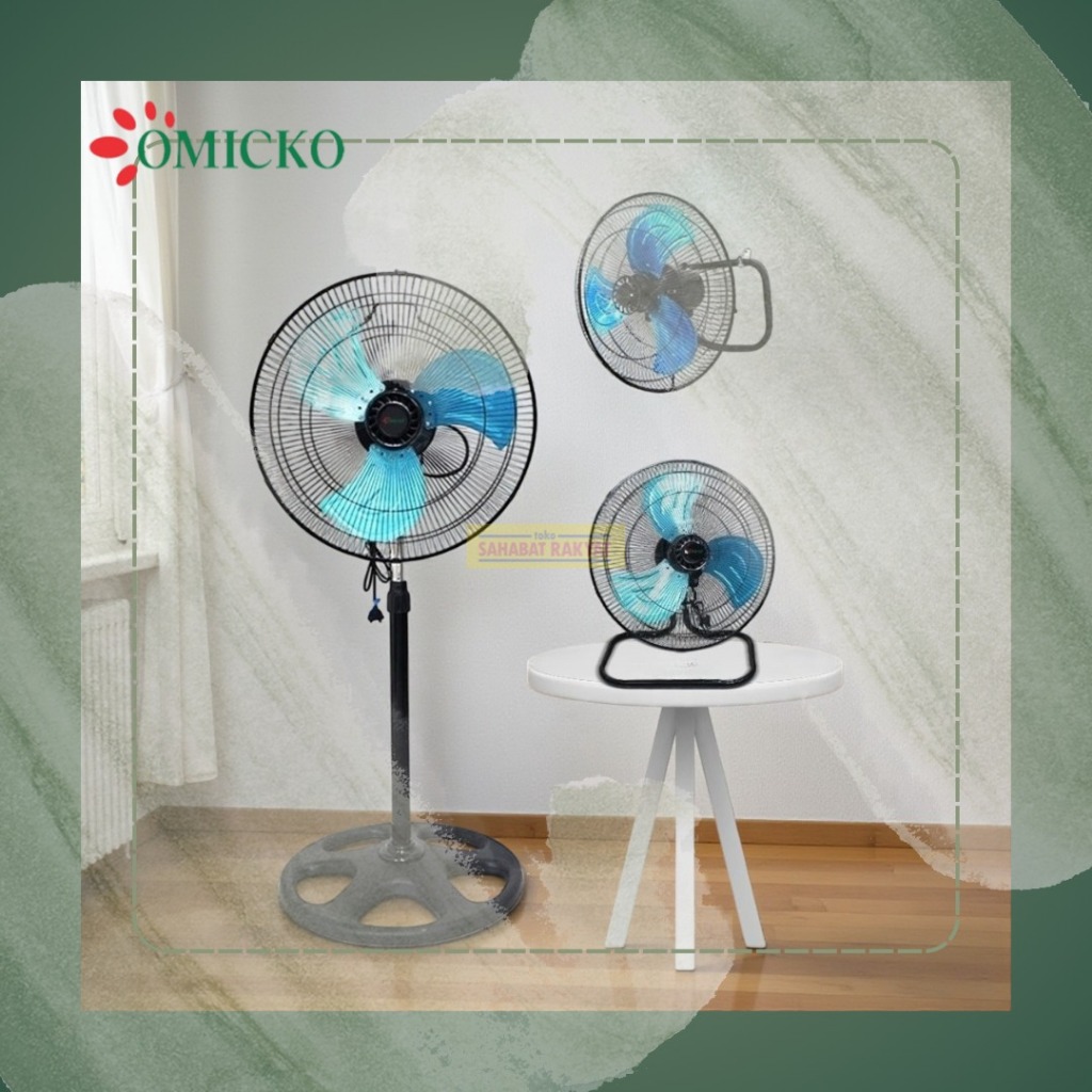 Kipas Angin Tornado 3in1 Omicko Kipas Angin Stand/Duduk/Tembok 18 Inch