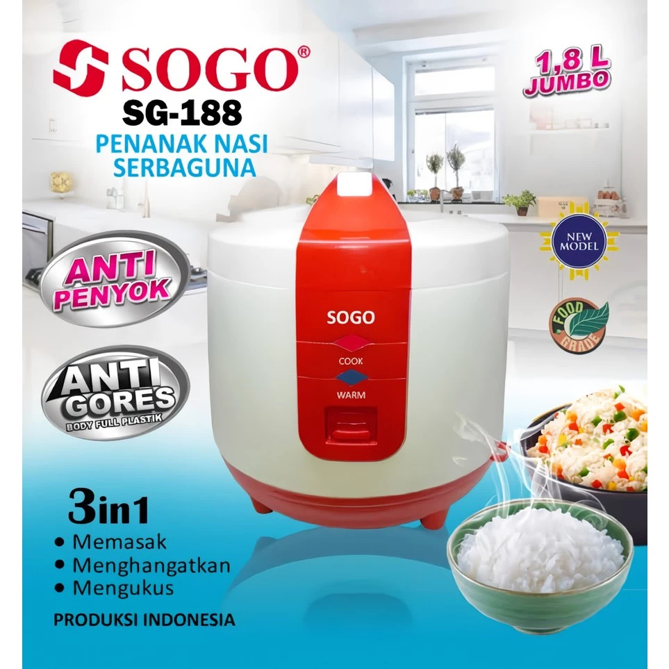 Rice Cooker Penanak Nasi Serbaguna Kapasitas 1.8 L & 1.2 L/ SOGO VITARA ARASHI