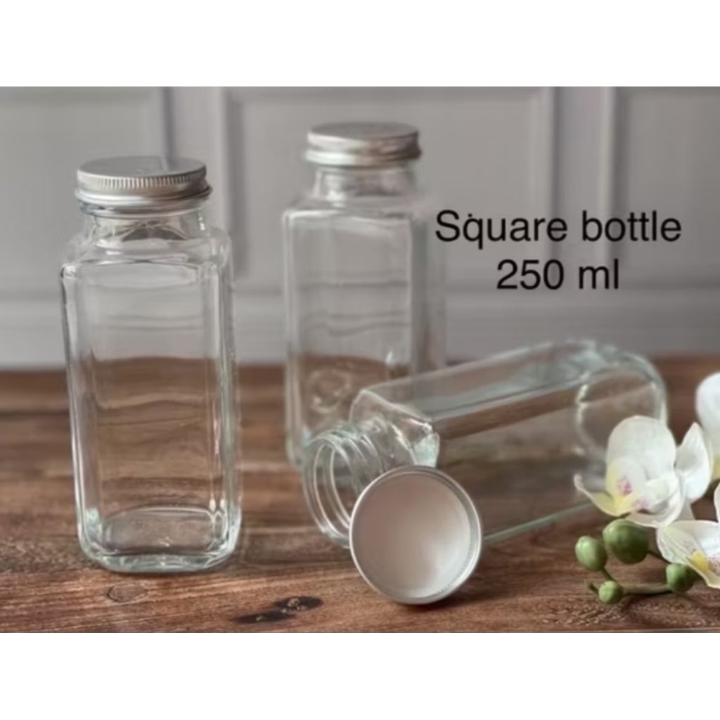 Tuansampurna || Botol Kotak Jus square botol kaca 250 ml persegi