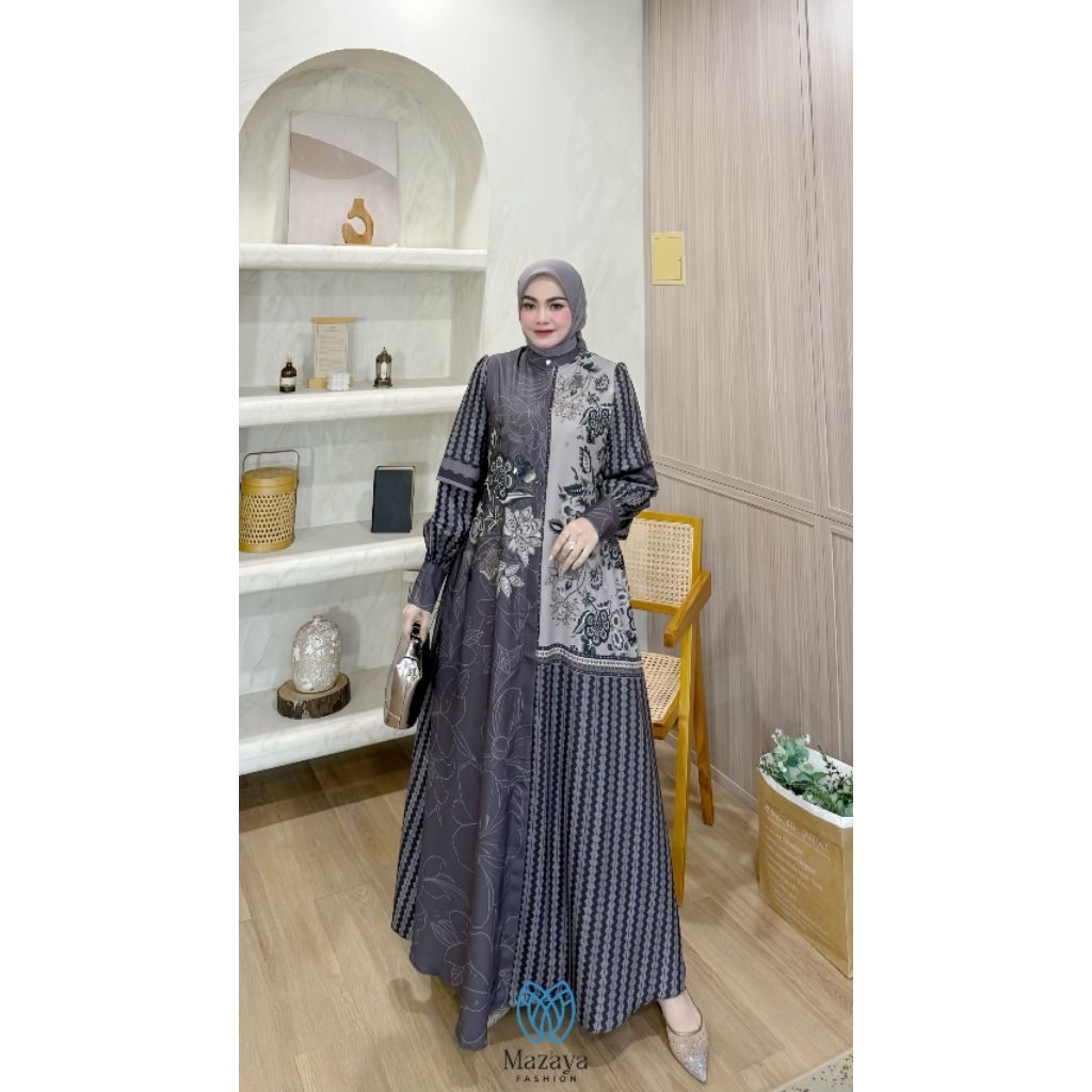Adelia Dress by Mazaya Fashion Original - Dress dengan Bahan Lady Ice Signature Mazaya