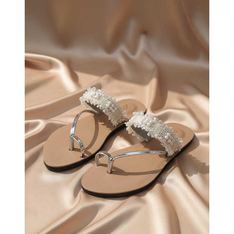 MORENA Sandal Wanita Jepit Premium Slop Karet Sendal Mutiara Teplek Cewek Kekinian Non Slip Sendal M