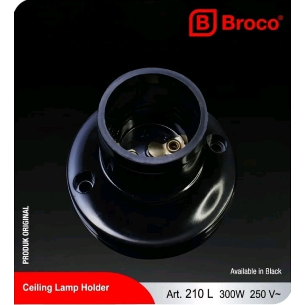FITING LAMPU BROCO BULAT HITAM FITING PLAFON BROCO HITAM 210L