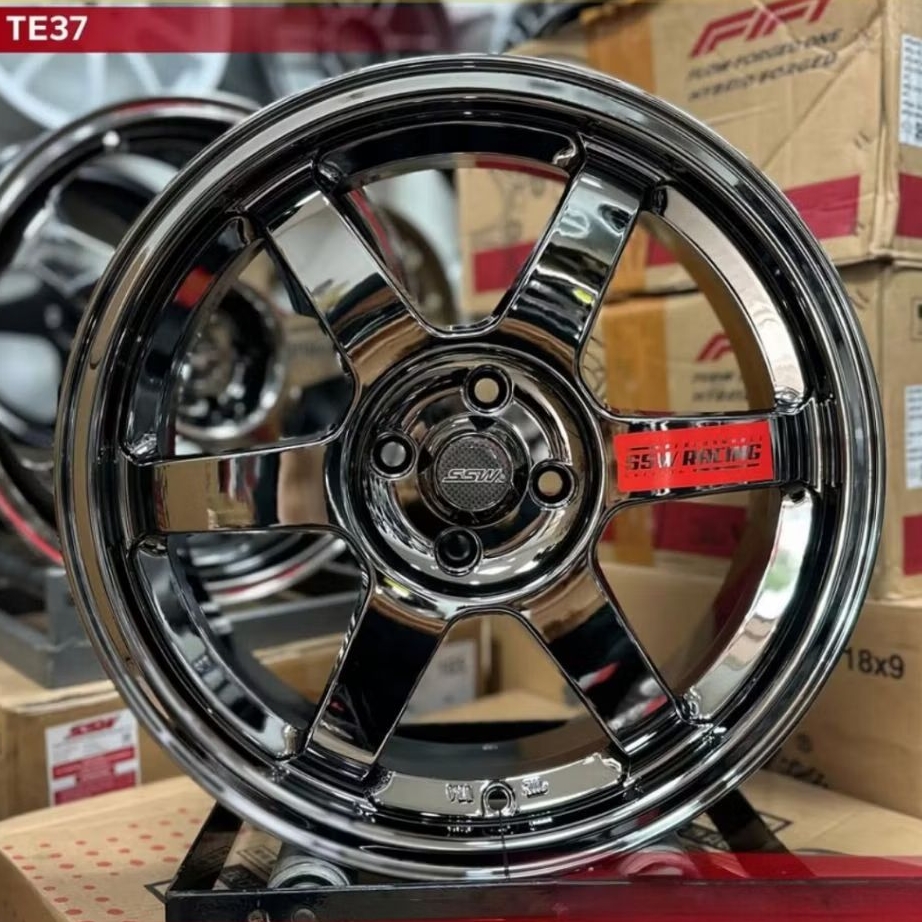 velg racing r17 te37 original ssw Thailand lebar 7 pcd 4x100 velg racing ring 17 cocok untuk mobil b