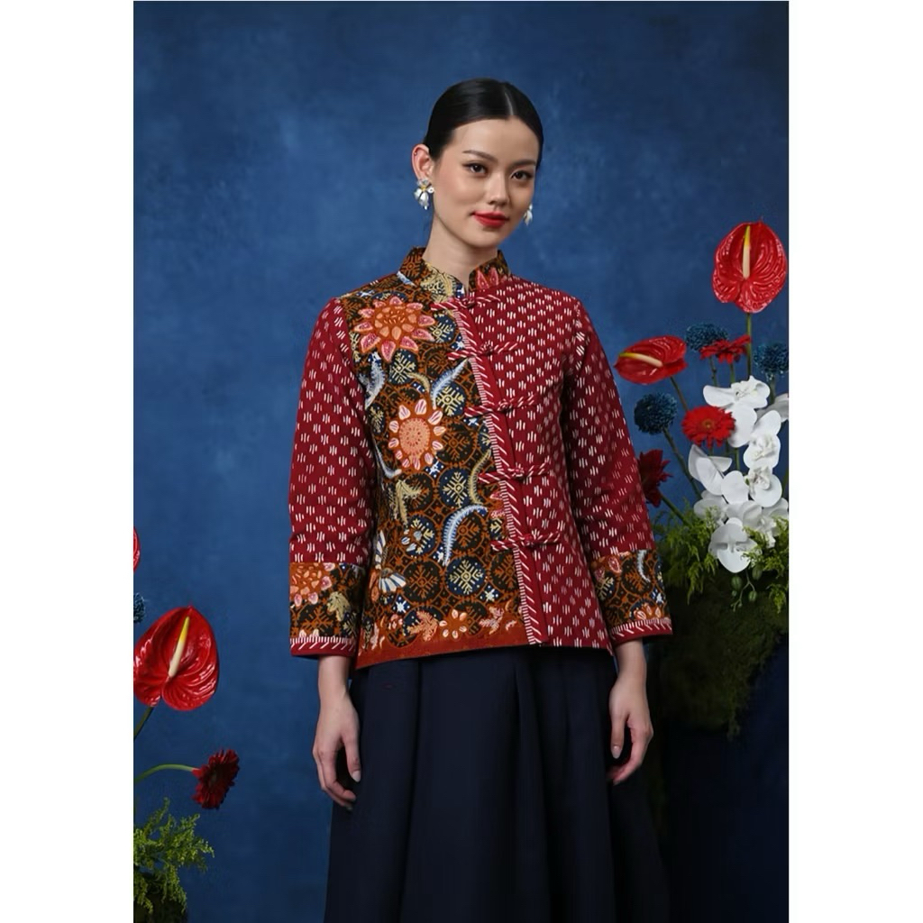 NONA RARA - Vivi Encim T4860, Baju kerja batik blouse wanita modern