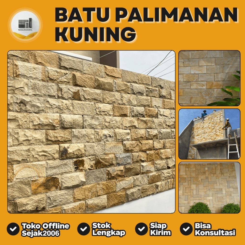 Batu Alam Palimanan Kuning RTA Cocok Untuk Dinding & Lantai