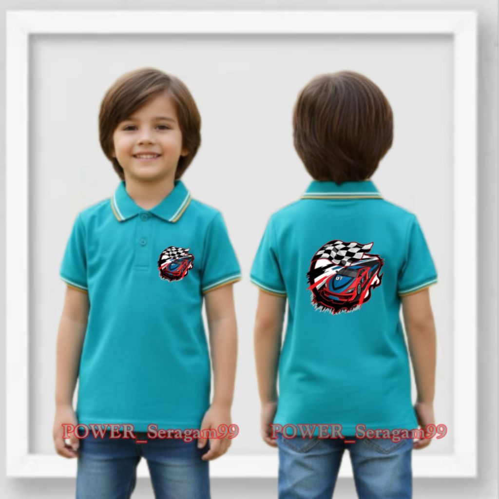 Baju Kaos Anak Unisex Kerah Polo Motif Depan Belakang Terbaru Keren Ideal usia 2-10 Tahun Bisa COD -