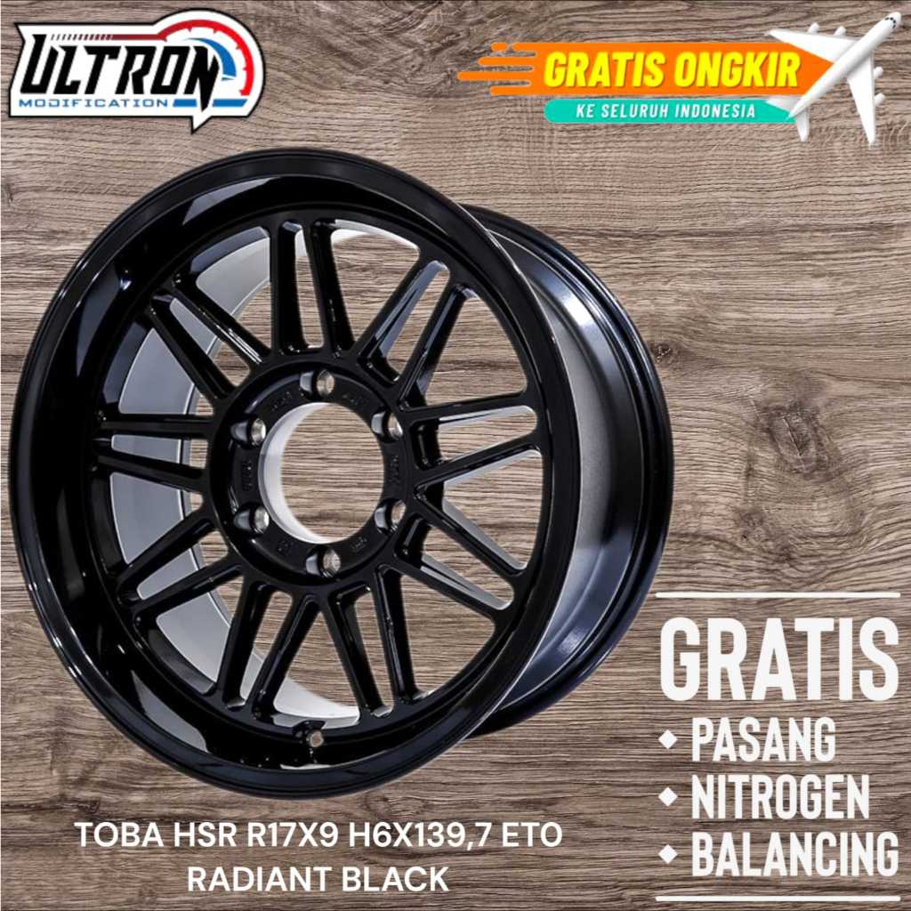 VELG HSR WHEEL TERBARU R17 TYPE TOBA HSR R17 LEBAR 9 LUBANG 6X139,7 ET0 WARNA RADIANT BLACK