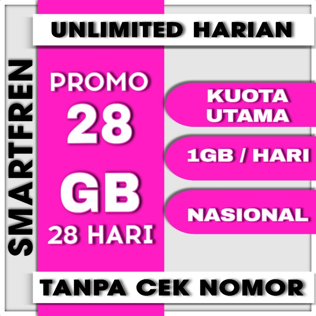ISI ULANG KUOTA SMARTFREN UNLIMITED 28 GB 28 HARI TERMURAH