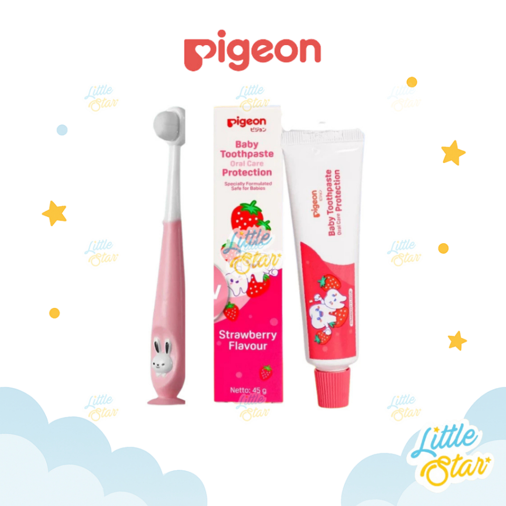 Paket Bundle Pasta Gigi Pigeon Baby Toothpaste 45 Gr + Sikat Gigi Bayi Lembut Perawatan Mulut Anak
