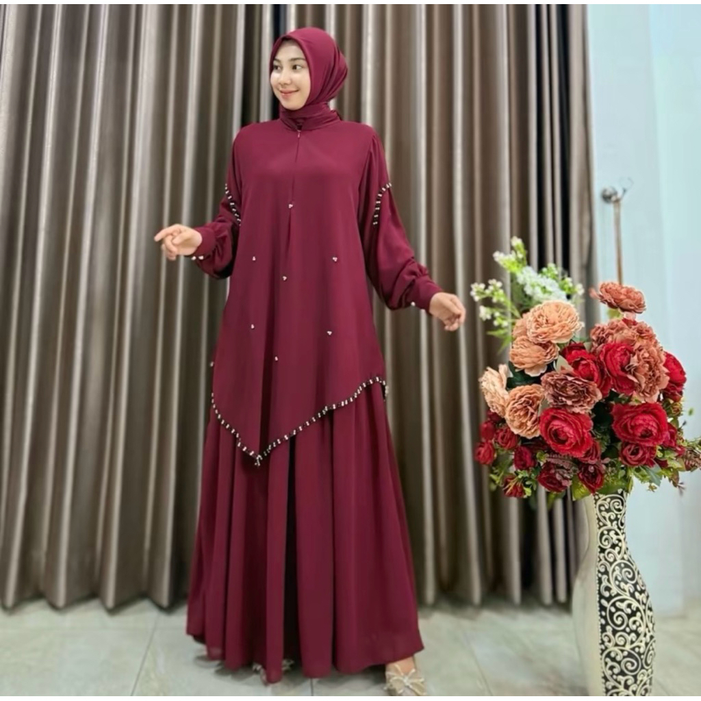 Syaima dress Set Hijab Wanita Premium | Dress Muslim Kondangan | Dress lebaran