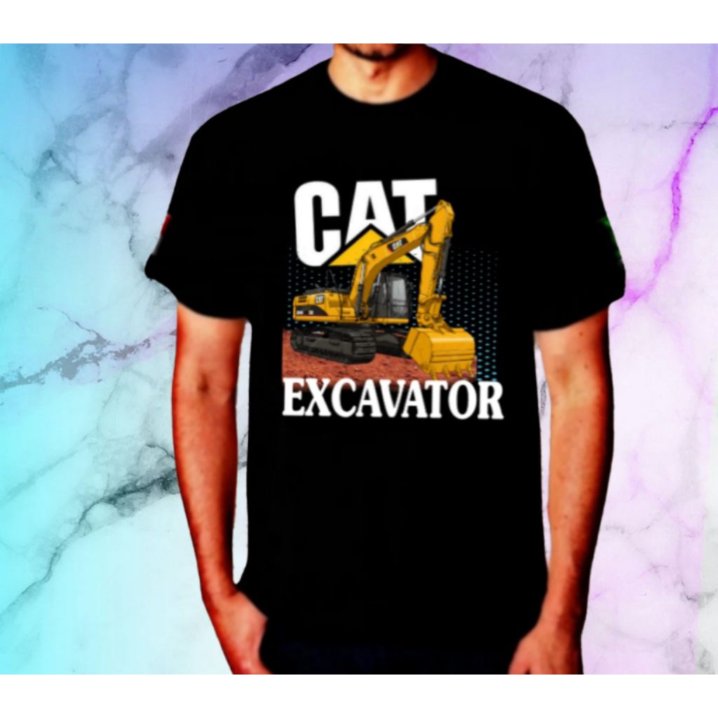 kaos excavator cat sablon DTF