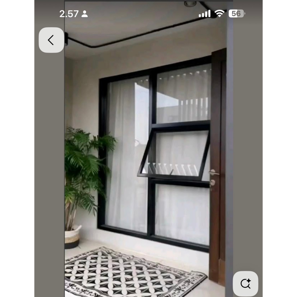 Custom Jendela Aluminium Kaca Mati Kombinasi Jungkit Ukuran Tinggi 180 x Panjang 120 Cm (180x120)