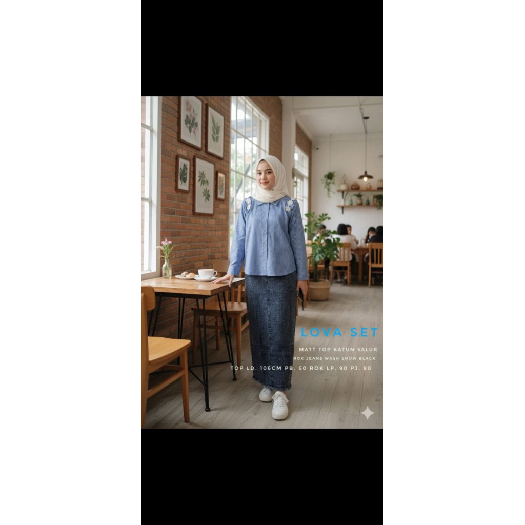 LOVA SET#rok jeans#tunik#atasan wanita#kemeja katun#pakaian wanita#pakain hijab set#